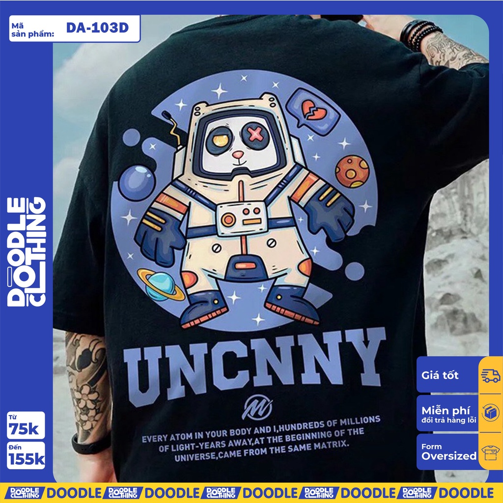 Áo thun nam nữ tay lỡ unisex oversize form rộng basic tee hình mèo phi hành gia uncnny cực ngầu