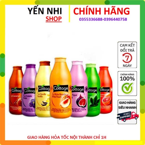 SỮA TẮM DƯỠNG THỂ / COTTAGE /Sữa tắm trắng da Cottage 750ml Của Pháp