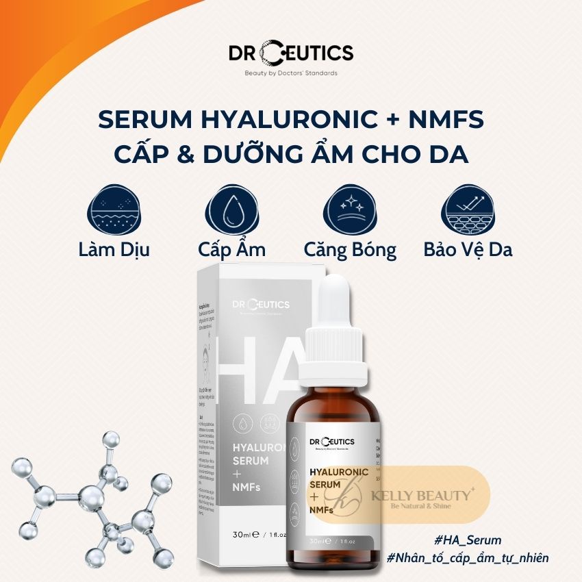 Serum HA Drceutics - Cấp Ẩm, Nuôi Dưỡng; Giúp Da Căng Bóng, Mềm Mịn - Hyaluronic Serum + NMFs | Kelly Beauty