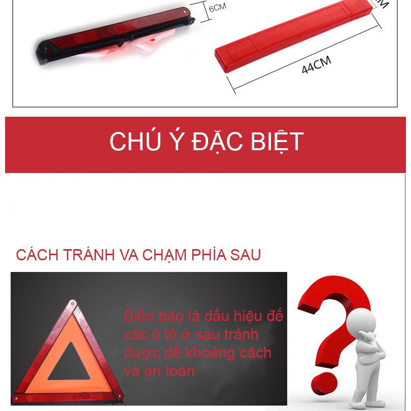 Biển Cảnh Báo Nguy Hiểm - Biển Tam Giác phản quang cảnh báo cho xe hơi gấp gọn tiện lợi