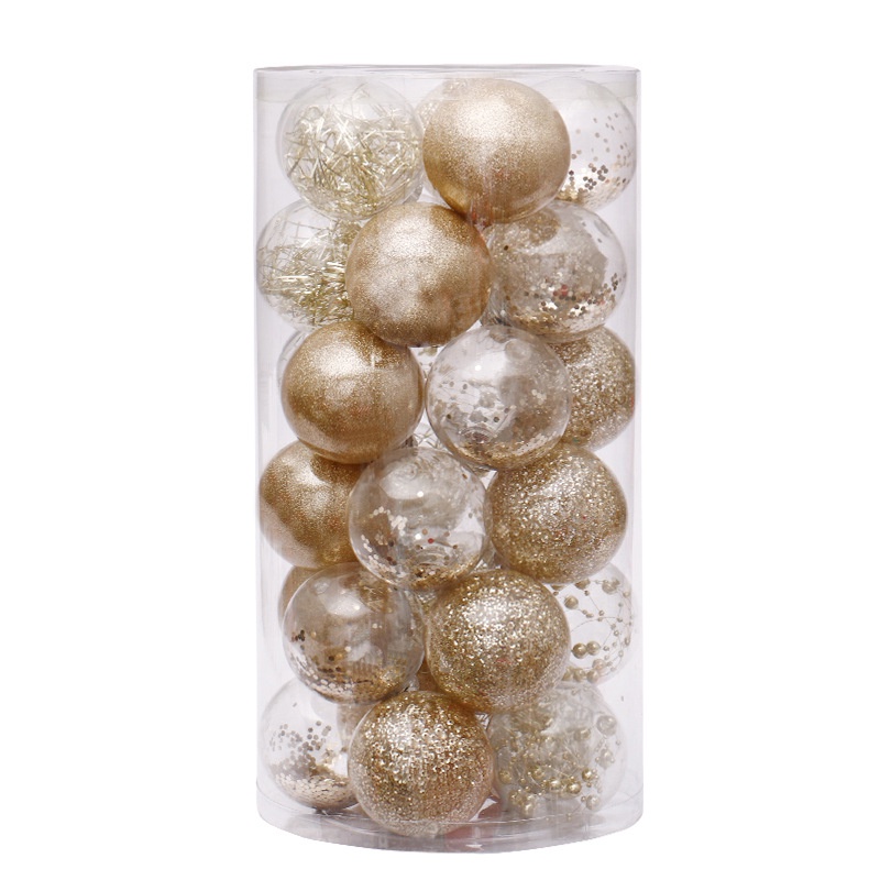 Set 30 Quả Châu Trong Suốt Kích Thước 6cm Trang Trí Cây Thông Giáng Sinh