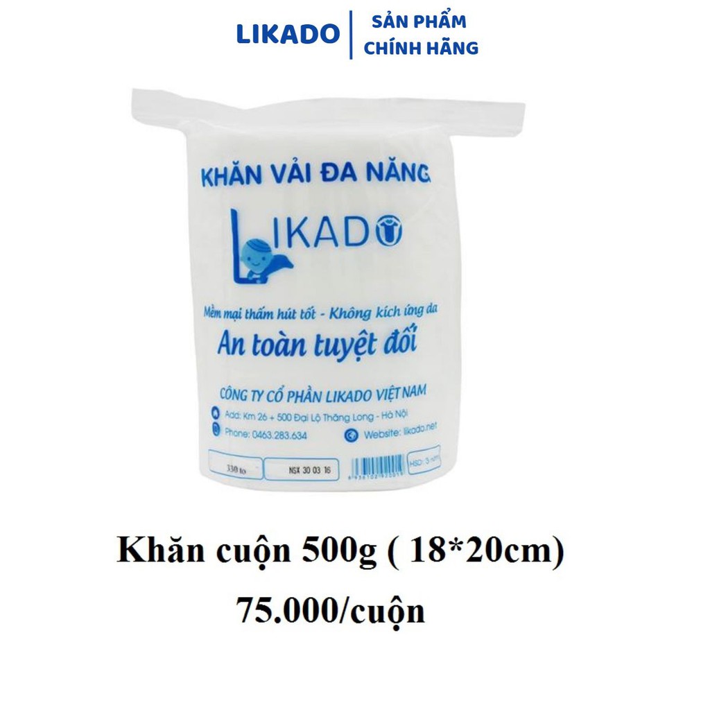Khăn giấy khô đa năng cho bé Likado 500g dạng cuộn 500 tờ