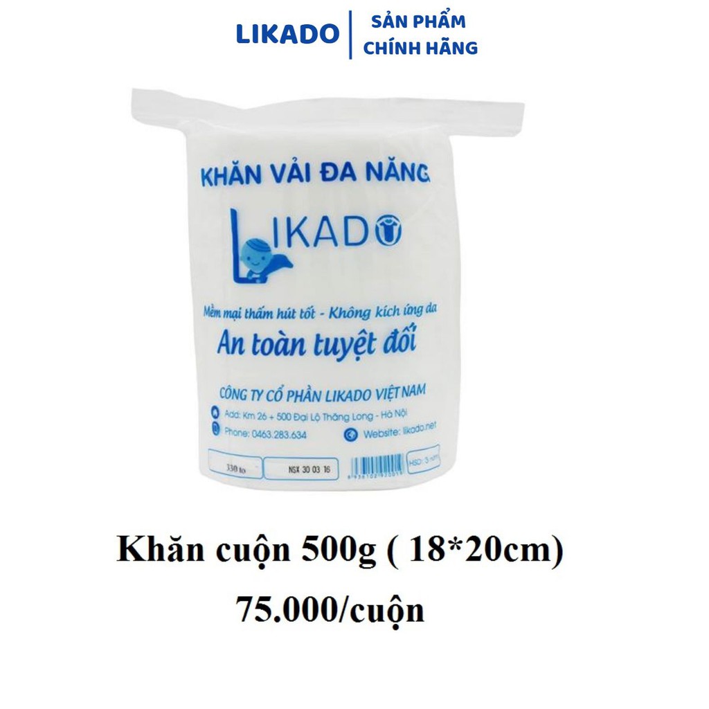 Khăn giấy khô đa năng cho bé Likado 500g dạng cuộn 500 tờ (18x20cm)(1 cuộn)