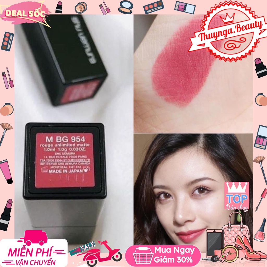 ❌ ✿ Son SHU UEMURA 954 vỏ đen hồng đất  #THUYNGA.BEAUTY.SHOP# #CHÍNH HÃNG 100%#