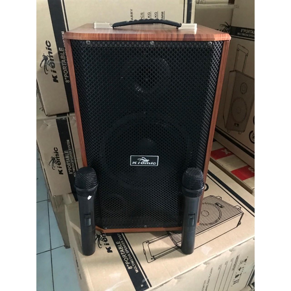 LOA KÉO Kiomic K88, 2 mic thùng gỗ hát siêu hay chuyê sỉ