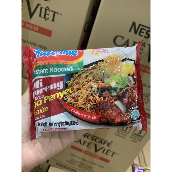 Sét 5 gói mì xào khô Indomie Goreng Rasa Iga Penyet vị sườn gói 80g