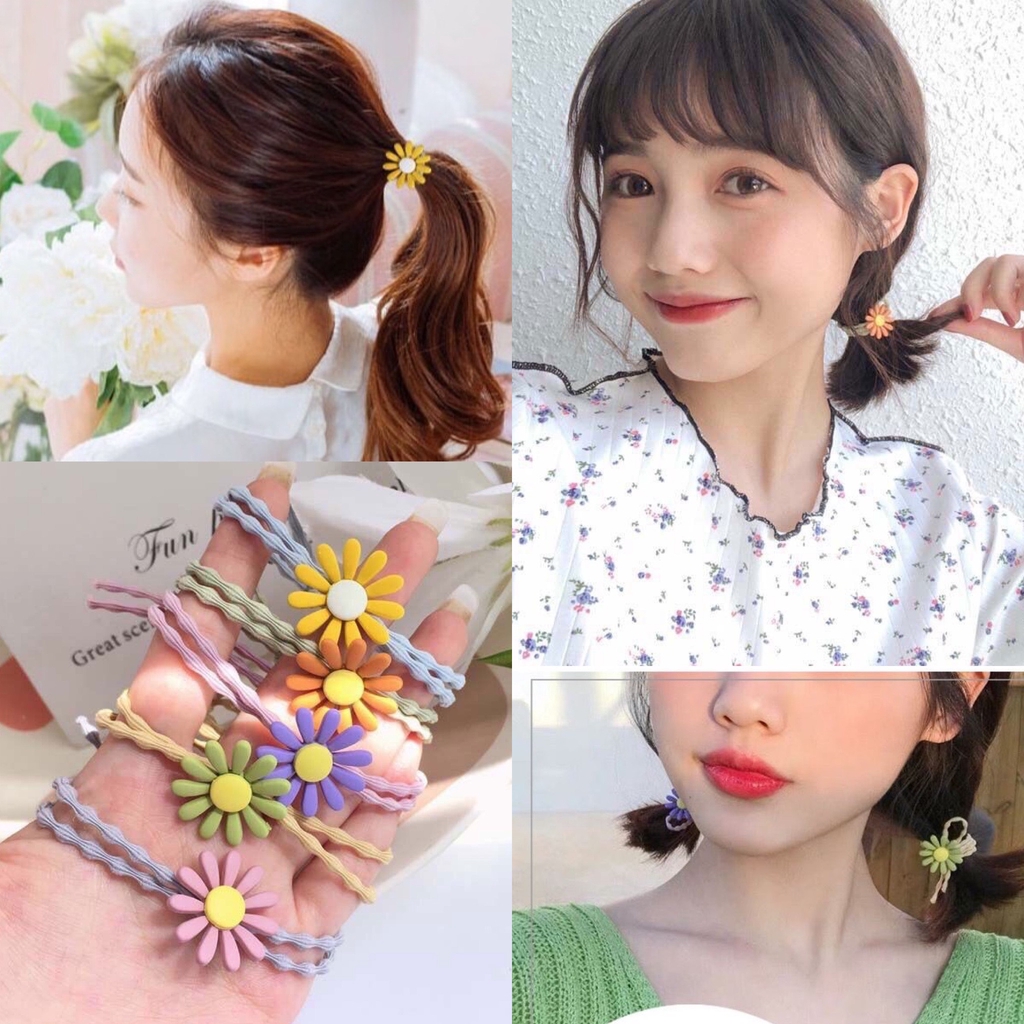 Set 5 chun buộc tóc hoa cúc Daisy nhiều màu