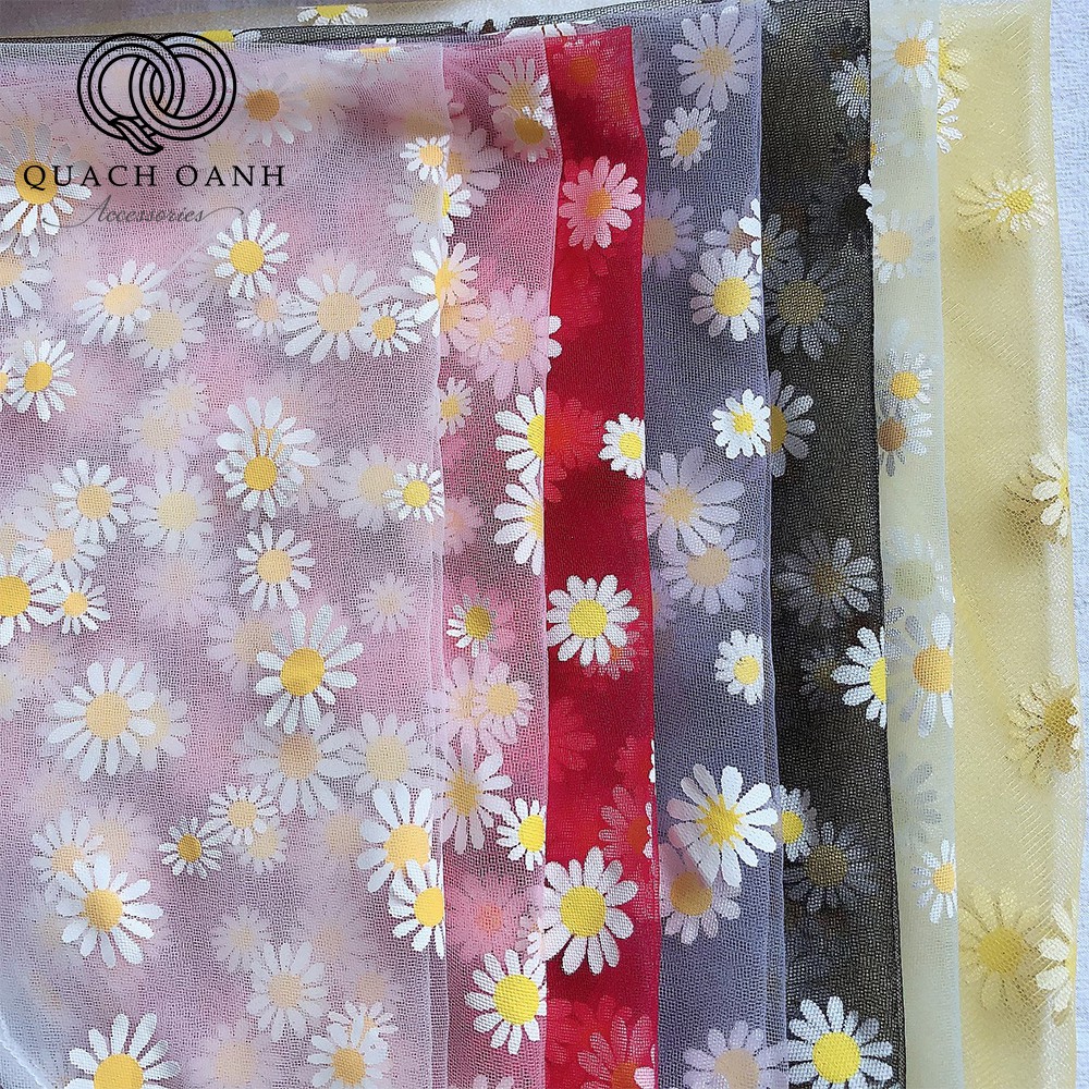 [Mã SKAMCLU8 giảm 10% cho đơn từ 100K] Khăn Bandana buộc cổ, buộc đầu họa tiết hoa cúc ren xinh xắn QO-BAN04