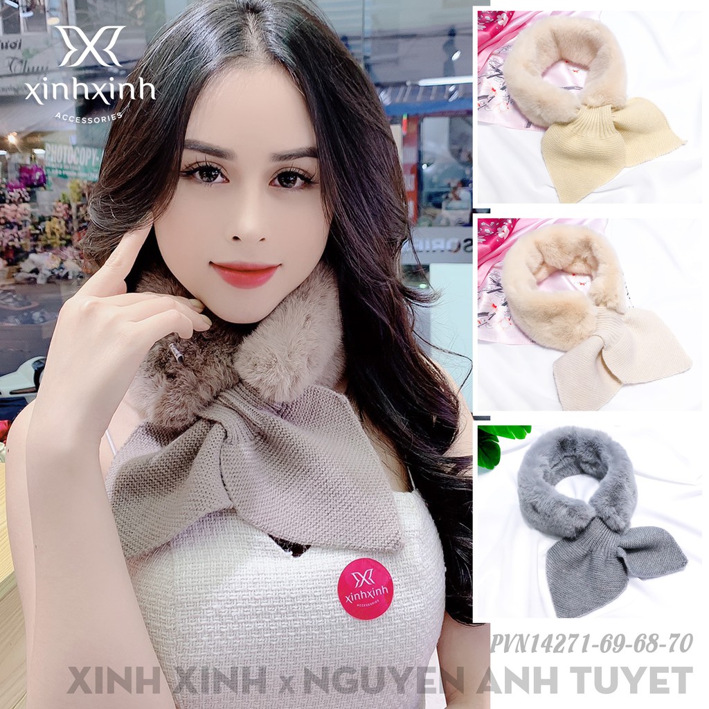 Khăn lông len tim cao cấp cho bạn gái - Xinh Xinh Accessories