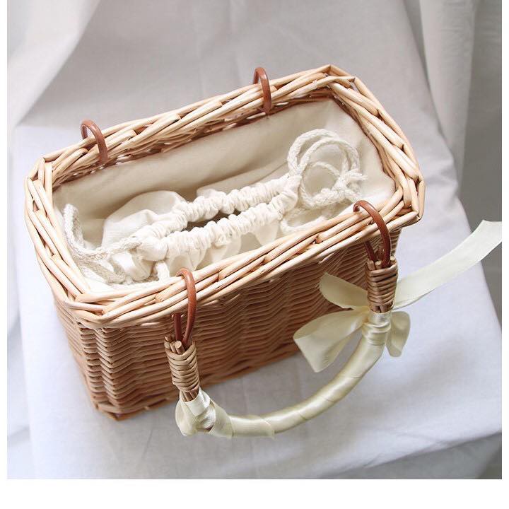 Túi Mây Tre Đan Cao Cấp Đính Nơ Ren | BigBuy360 - bigbuy360.vn