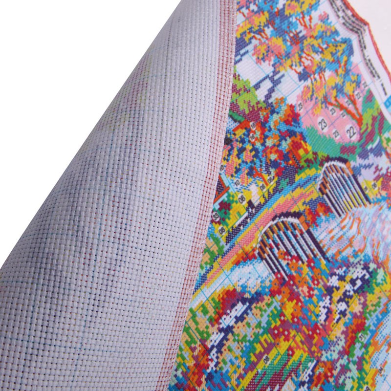 Bộ tranh thêu chữ thập tự làm hình ngôi nhà phong cách Trung Quốc