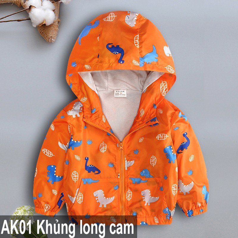 Áo khoác gió 2 lớp hoạ tiết đáng yêu lót vải cotton dành cho bé trai bé gái AK01