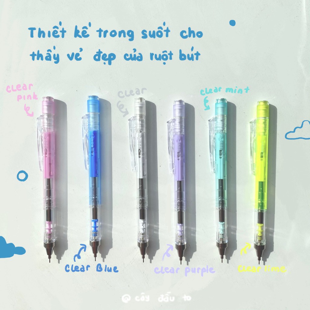 Bút Chì Lắc Kỹ Thuật Tombow Phiên Bản Trong Suốt Ngòi 0.5MM Cây Đầu To