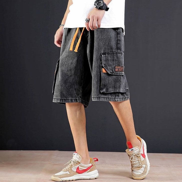 Quần short nam jean Bigsize Quần đùi dáng suông ngố túi hộp đen mùa hè Phong cách Hàn Quốc Thời Trang cao cấp đẹp