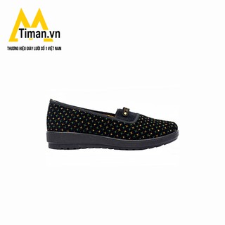GIÀY BÚP BÊ TIMAN D10 - ĐẾ CAO SU CHẮC CHẮN - PHOM ÔM CHÂN - HỌA TIẾT THỔ CẨM NỔI BẬT - MÀU ĐEN