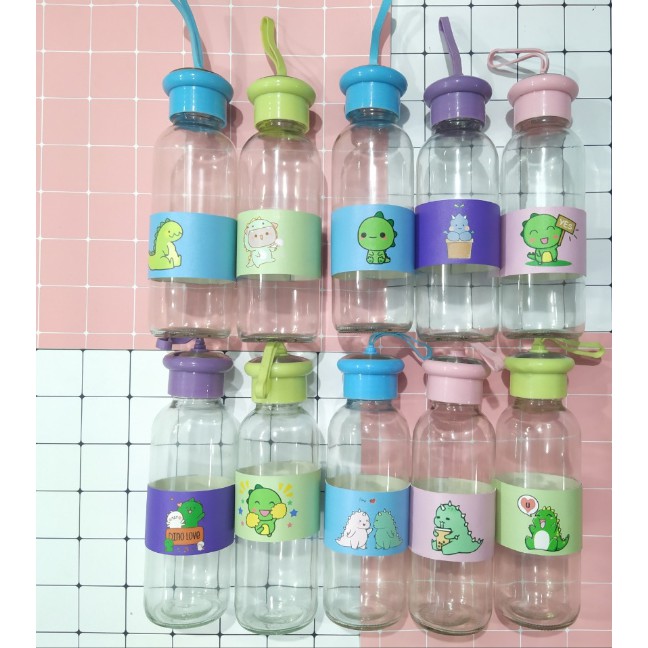 Bình nước khủng long da pu BNPI14 chai nước dễ thương 420ml