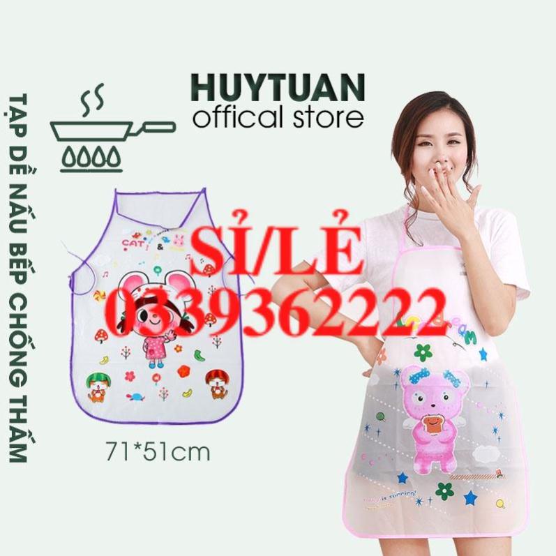 [ COCOLOVE ] Tạp Dề Nilon Chống Thấm Cute - Tạp Dề Chống Nước, Chống Dầu Mỡ Họa Tiết Hoạt Hình  HAIANHSHOP