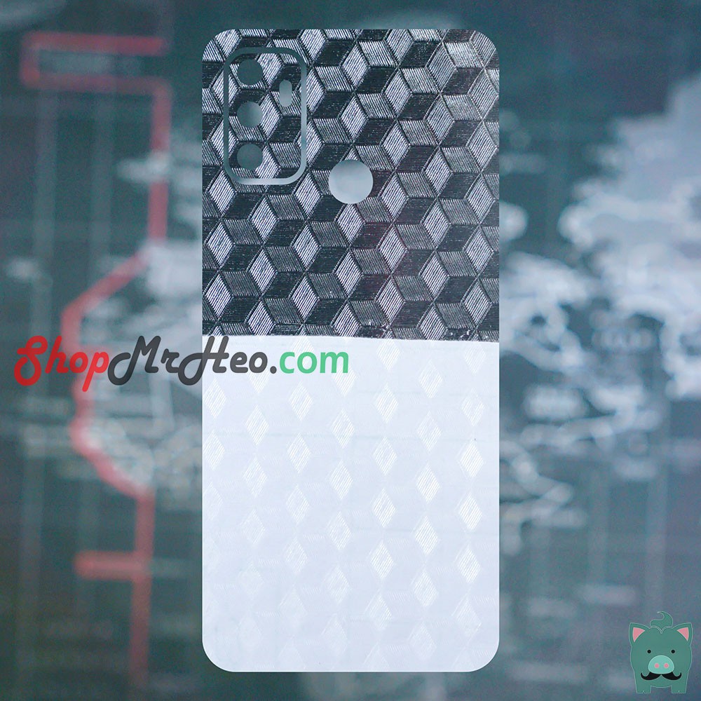 Skin Dán Mặt Sau Lưng Vân 3D OPPO A53 - Carbon, Hình hộp, Nhám, Vân Da