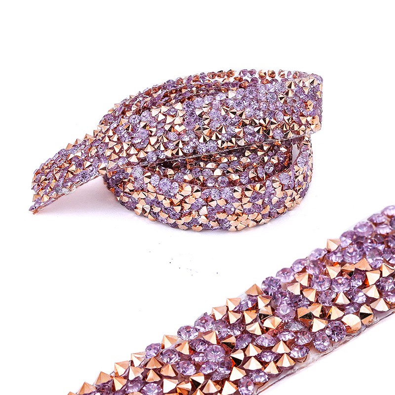 Dây Xích Đính Đá 1 Yard 15-30mm 1-Row Màu Vàng Hồng Trang Trí Giày Dép