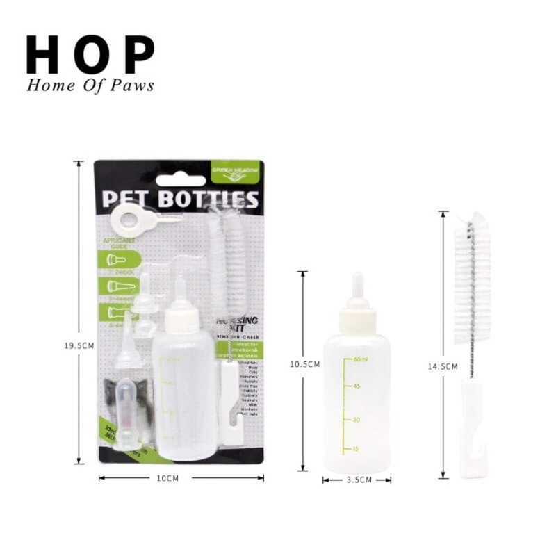 Bình sữa kèm dụng cụ vệ sinh cho chó mèo con