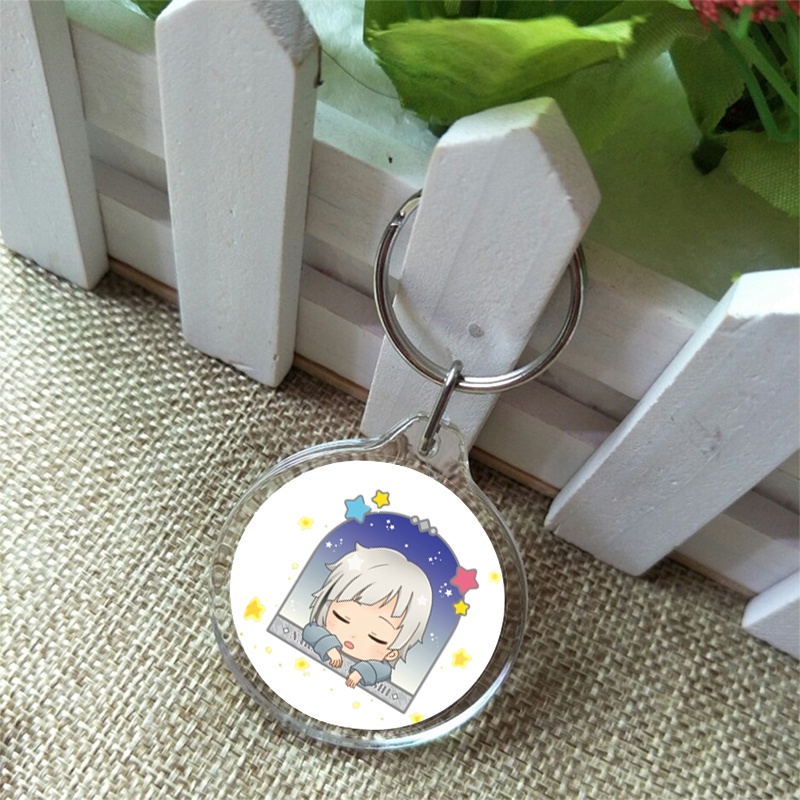 ( Tròn ) Móc treo chìa khóa mica anime BUNGOU STRAY DOGS chibi xinh xắn