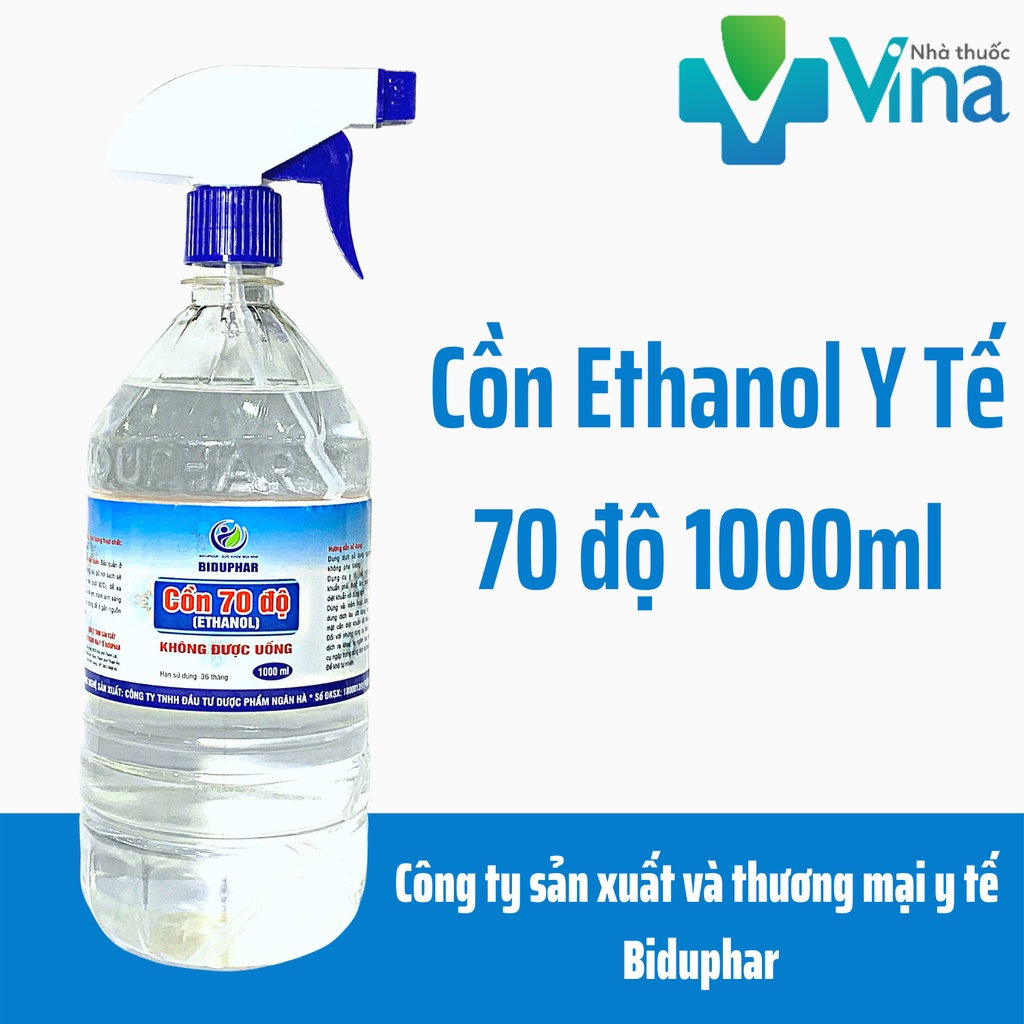 Cồn Y Tế Ethanol 70-90 Độ Sát Khuẩn, 1000ml có vòi xịt