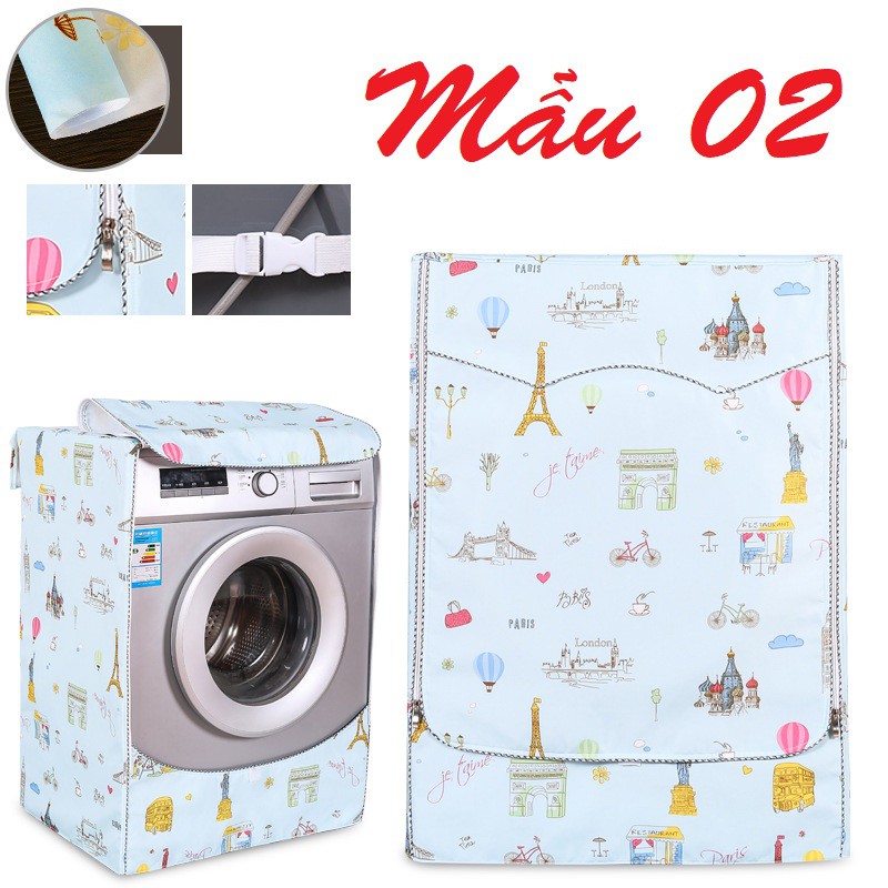 Áo trùm máy giặt cửa trước (ngang) 6kg -11kg, vải bạt cao cấp chống nước bền đẹp