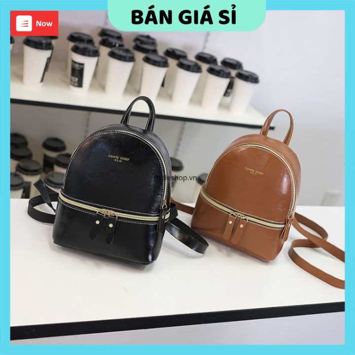 Balo   GIÁ VỐN]   Balo da thời trang cho nữ, chất liệu PU mềm mại, dễ lau chùi khi vấy bẩn, đẹp mắt, tiện dụng 7528