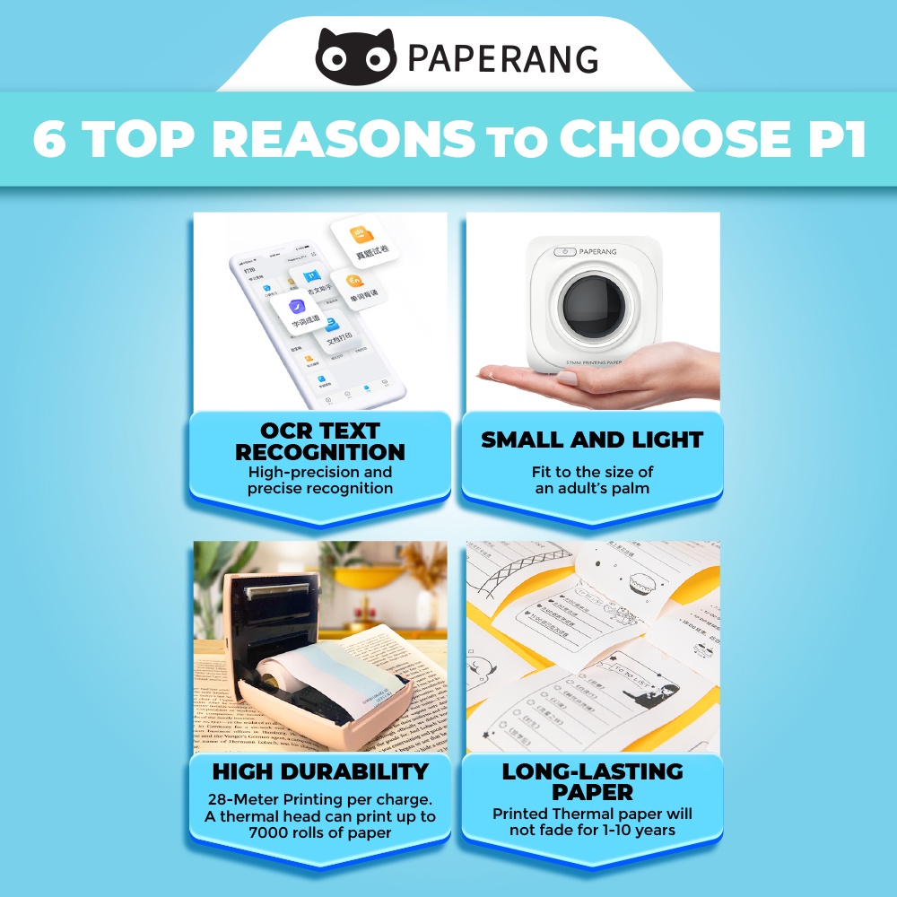 Máy In Nhiệt Paperang P1D Di Động Với Cuộn Nhãn Giấy Cuộn Miễn Phí Cho Máy In impresoras