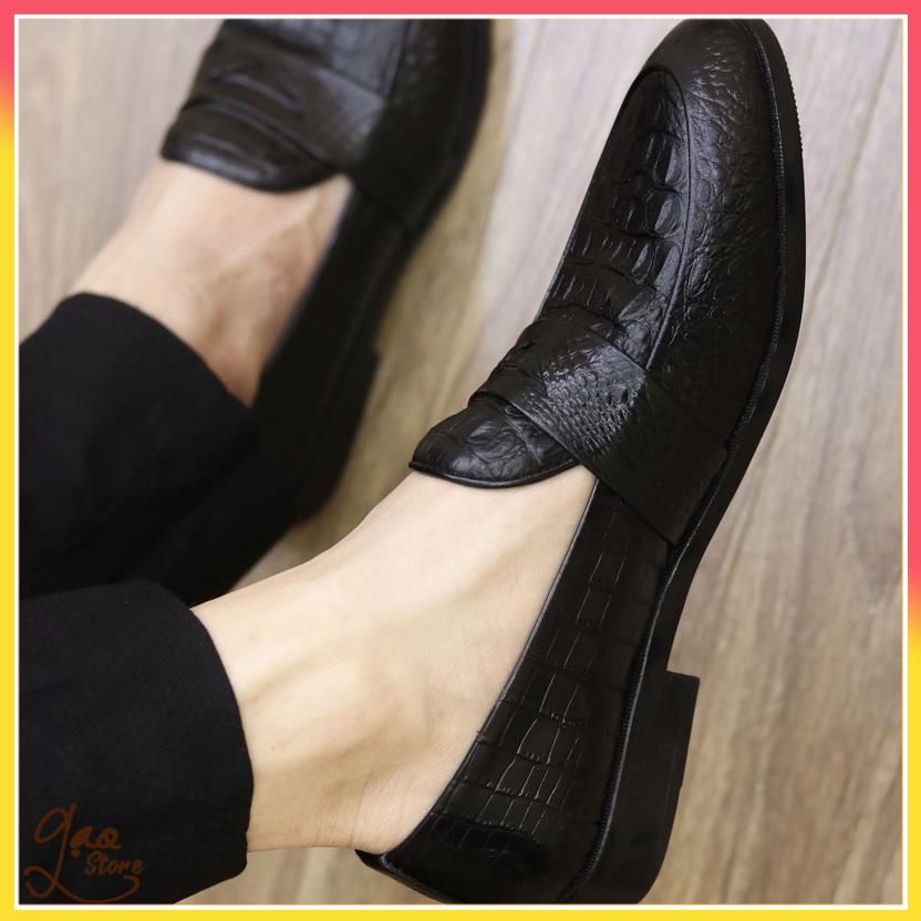 Giày Lười Nam Dập Vân Cá Sấu  đế khâu bền bỉ _ mã x091