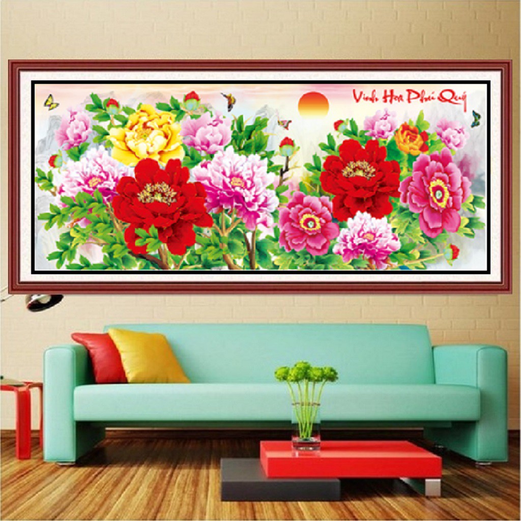 Tranh Đính Đá Vinh Hoa Phú Quý LG1607 Kích Thước 150x70CM