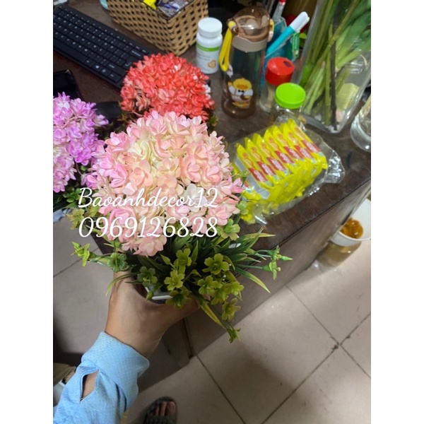 Chậu Hoa Giả để bàn Lẵng hoa