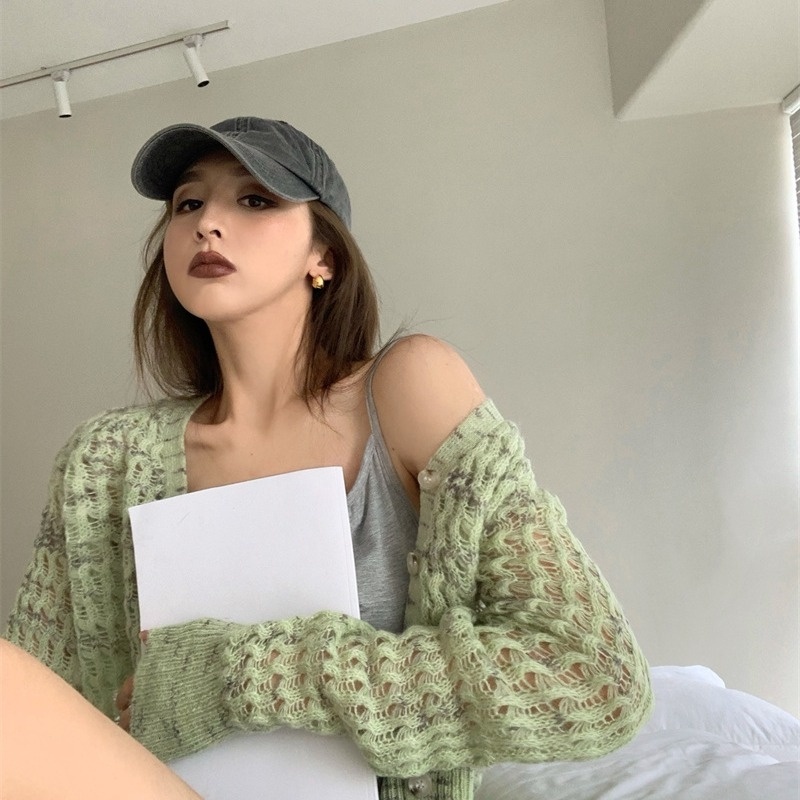 Áo Sweater Dệt Kim Cổ V Kiểu Hàn Quốc Thời Trang Mùa Thu Cho Nữ