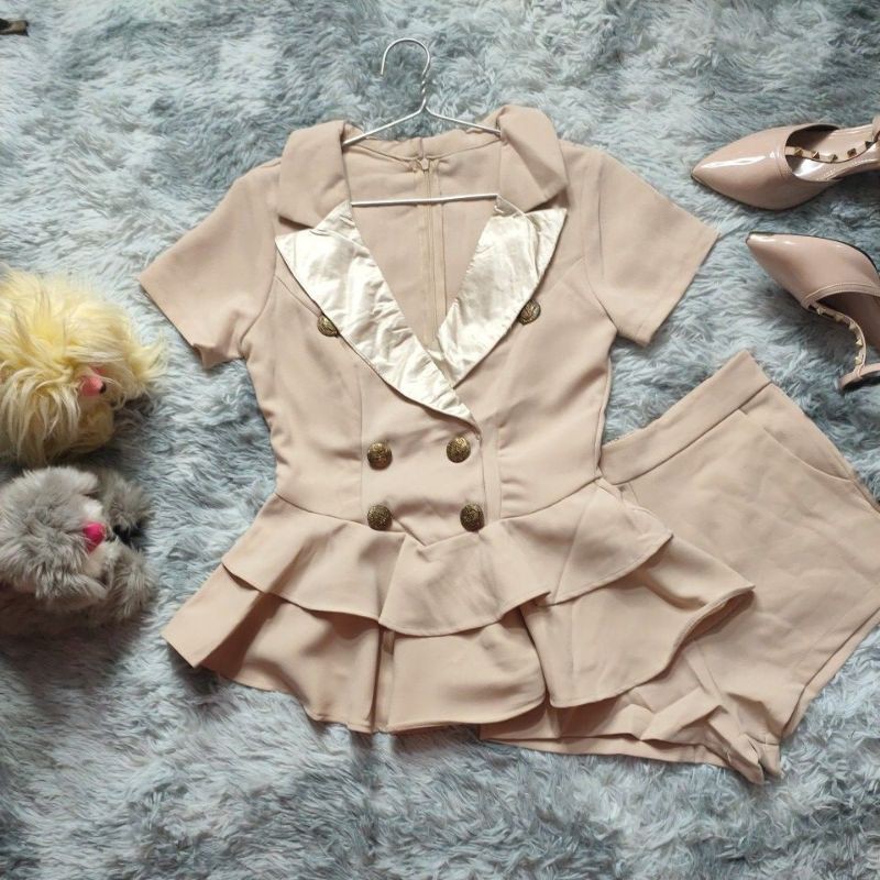 sét áo cổ vest tầng mix quần