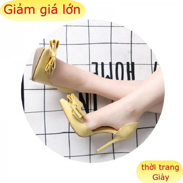 Giày Cao Gót 10.5cm Đính Nơ Thời Trang Hàn Quốc Cho Nữ