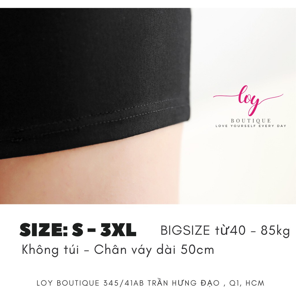 [BIGSIZE S-3XL] Chân váy bút chì công sở - lưng cao - xẻ sau- chất thun dày - ôm dáng không nhăn không xù không dão