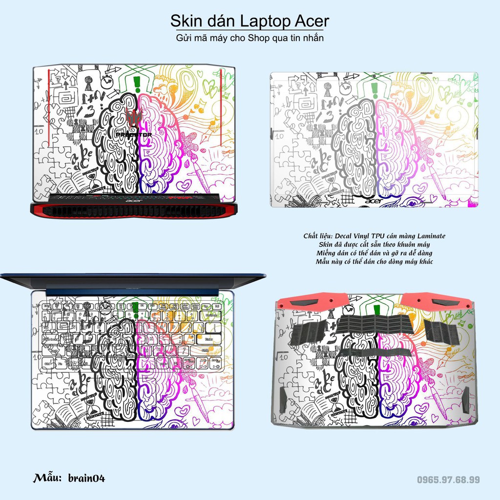 Skin dán Laptop Acer in hình Left Brain Right Brain (inbox mã máy cho Shop)