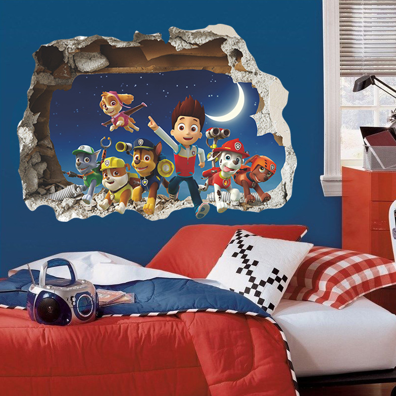 MARSHALL Giấy Dán Tường 3d Hình Nhân Vật Hoạt Hình Paw Patrol