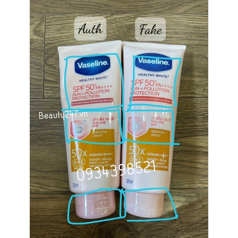 [Hàng auth chính hãng]Sữa Dưỡng Thể Trắng Da Vaseline 50X Tuýp 320ml Thái Lan