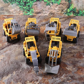 Set 6 xe đào đất xúc đất mini đồ chơi đẹp mắt
