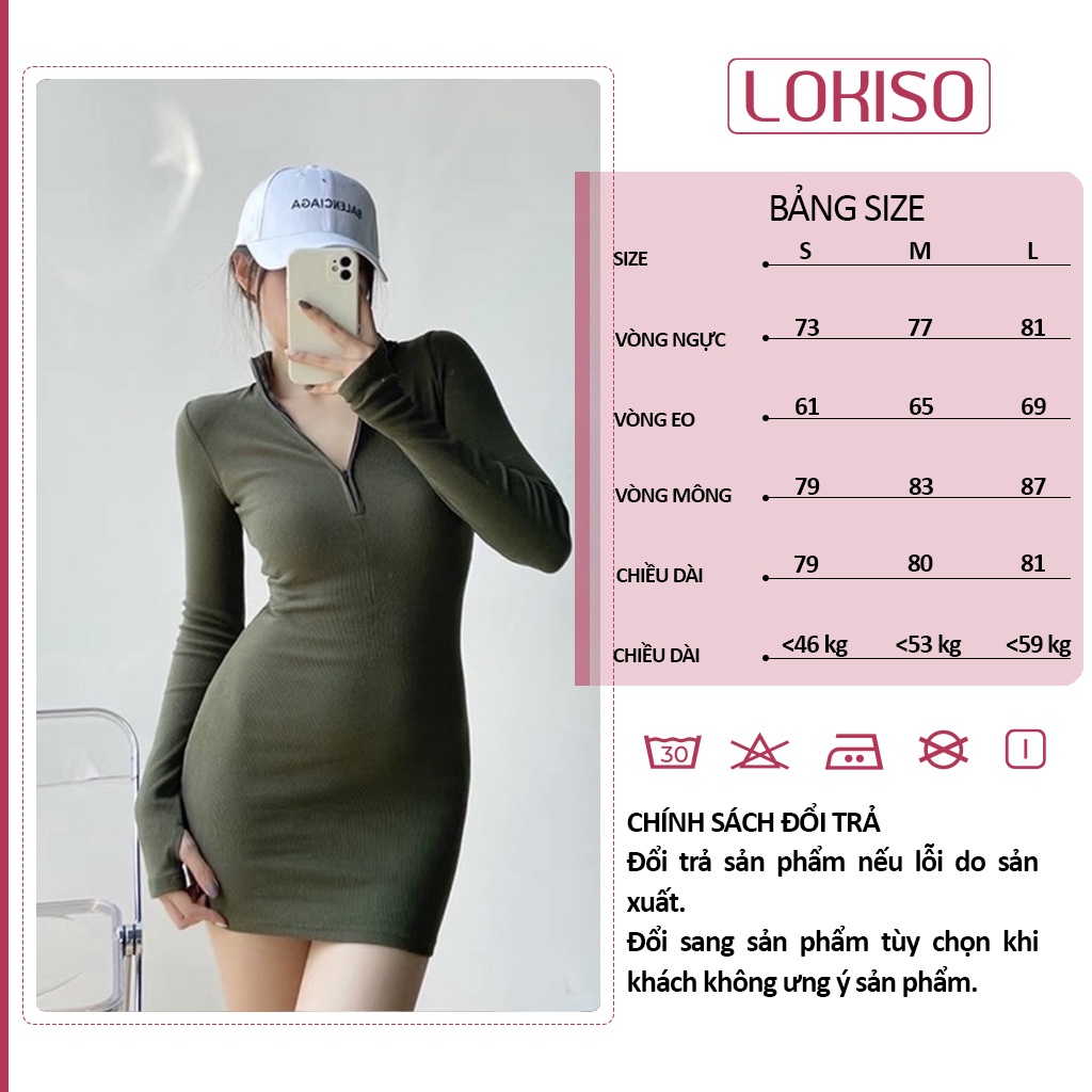 Đầm nữ ôm body sexy tay dài LOKISO VD08 | BigBuy360 - bigbuy360.vn