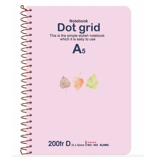 Sổ lò xo đơn ruột chấm Dot Grid A5 - 200 trang; MS 968