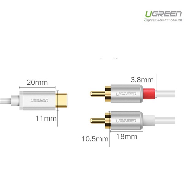 Cáp chuyển đổi USB Type C to RCA dài 3m chính hãng Ugreen 30737 cao cấp