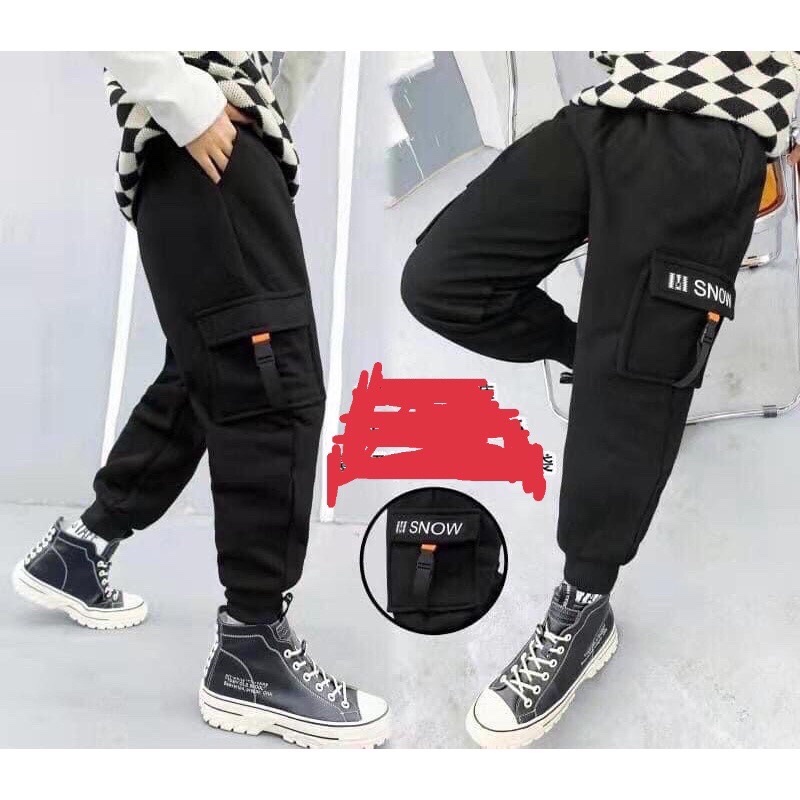 Quần dài thu đông bé trai, quần dạ bé trai size đại