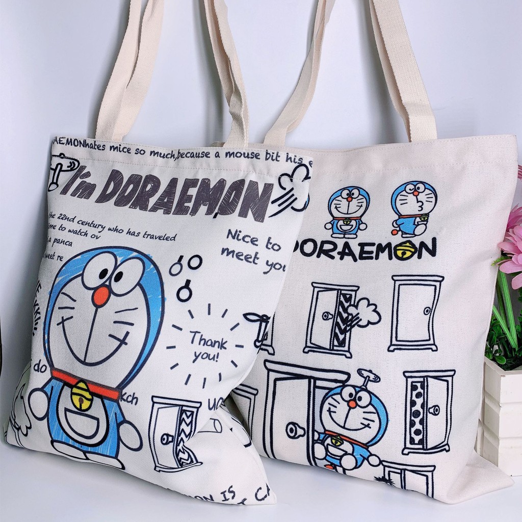 Túi Vải Doraemon Hoạt Hình, Túi Đeo Vai Đơn Nhật Bản, Túi Đựng Đồ Dung Tích Lớn Có Thể Gập Lại