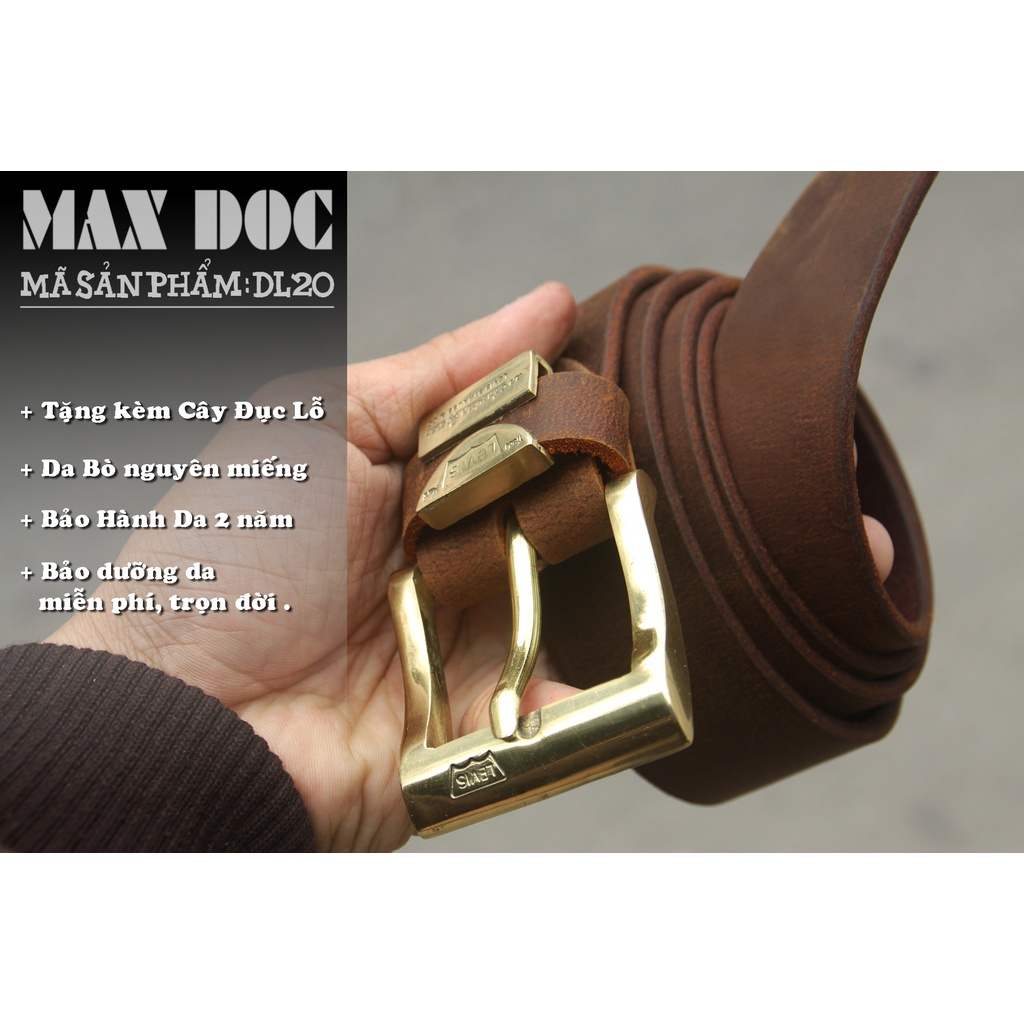 Dây lưng Da Bò nguyên miếng DL20 - Tặng kèm cây đục lỗ dây lưng