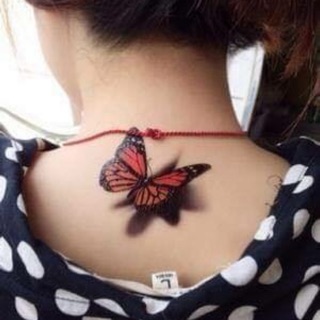 Xăm dán mini tattoo bướm - hoa hồng - lôg vũ