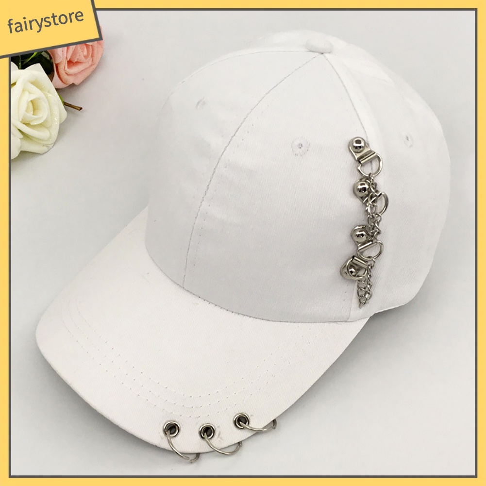 Mũ lưỡi trai phối khuyên kim loại cá tính tùy chọn màu sắc dành cho nữ