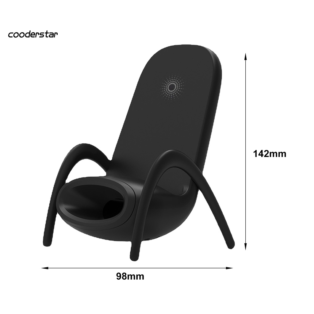 Đế sạc điện thoại không dây bằng ABS chống nước hỗ trợ sạc nhanh thiết kế hình chiếc ghế độc đáo