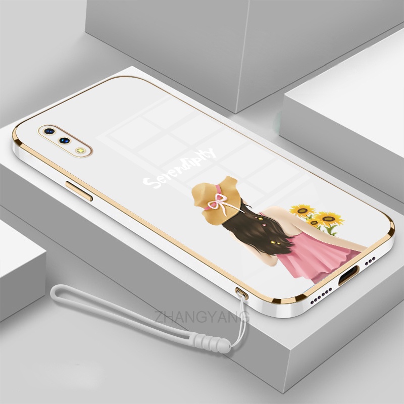 Ốp lưng vivo y91c y1s y93 Ốp Điện Thoại TPU Silicon Viền Mạ Màu Hình Cô Gái Xinh Đẹp Cho vivo y91c y1s y93